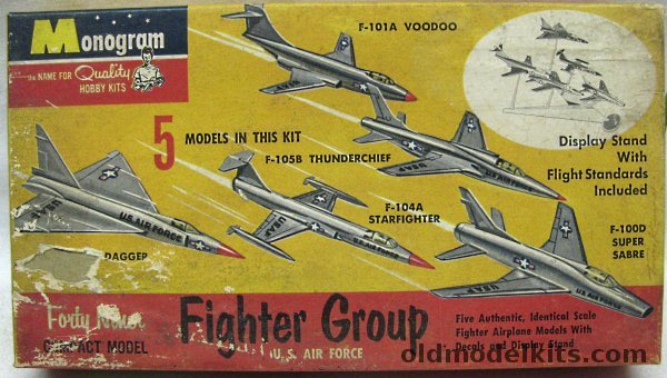 Monogram 1/240 US Air Force Fighter Group F-101A Voodoo / F-102 Delta Dagger / F-105B Thunderchief / F-104 Starfighter / F-100D Super Sabre, P407-49 plastic model kit